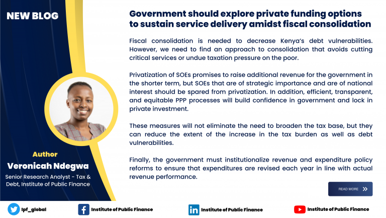 Government should explore private funding options to sustain service delivery amidst fiscal consolidation