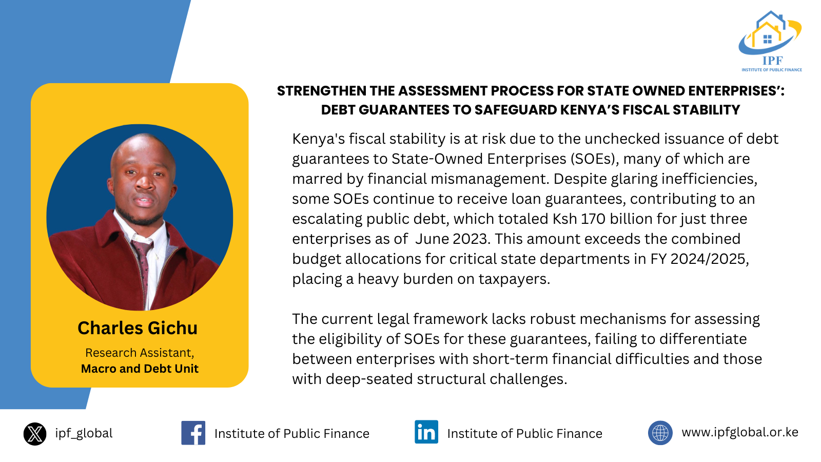 Strengthen the Assessment Process for State Owned Enterprises’: Debt Guarantees to Safeguard Kenya’s Fiscal Stability